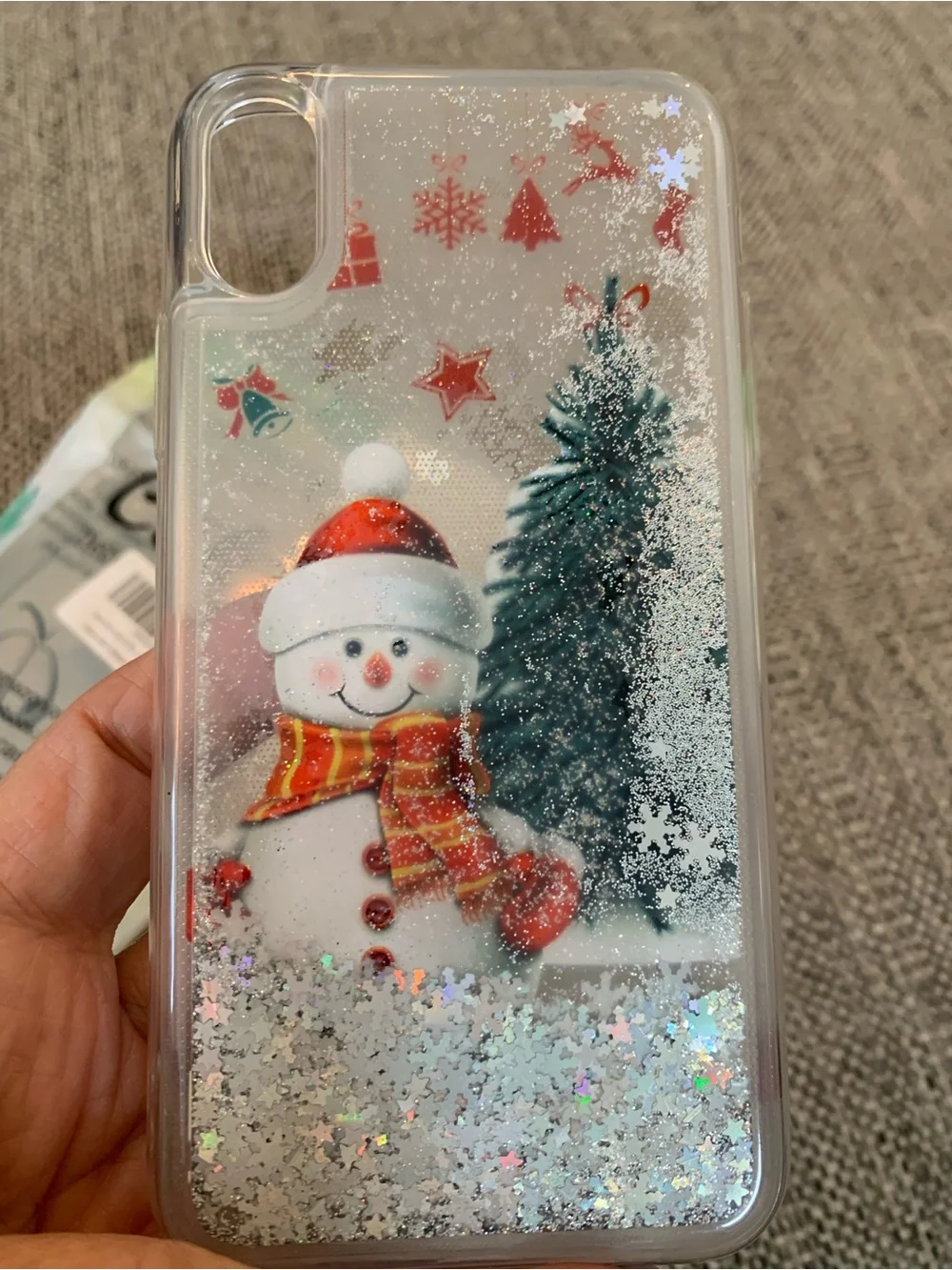 Snowman moving glitter, phone case iPhone X and iPhone XS